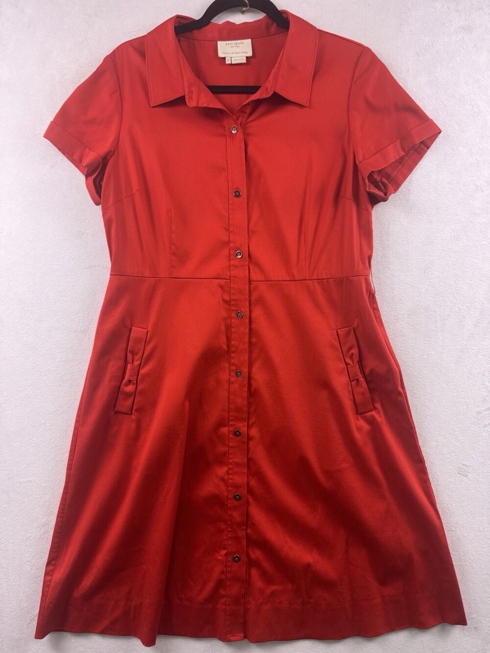 Kate Spade New York Women’s Red Shirt Dress Button Front Collared Size 12